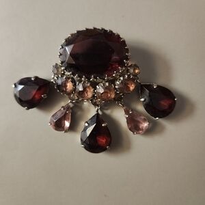 Coro Garnet and Pink Crystal Brooch
